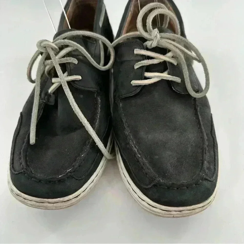 Sperry topsider mens boat shoes size 9 navy blue nubuck leather 90s vintage